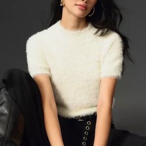 Anthropologie pilcro eyelash sweater tee XS white